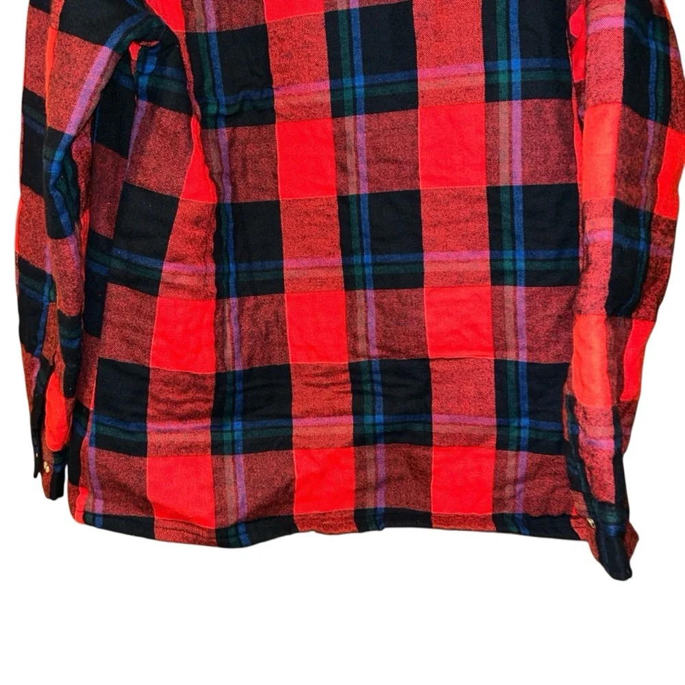 Midwest Clothing Mens Flannel Shacket Shirt Jacket Red Plaid 16-16½‎ Large Vtg